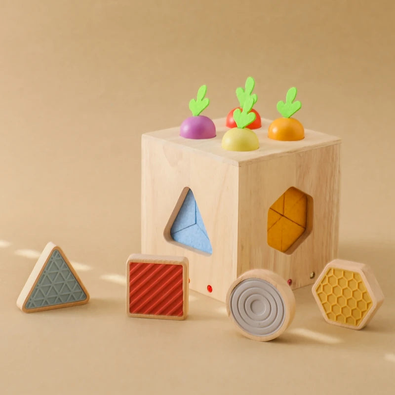 Baby Wooden Silicone Radish Theme Toy Box