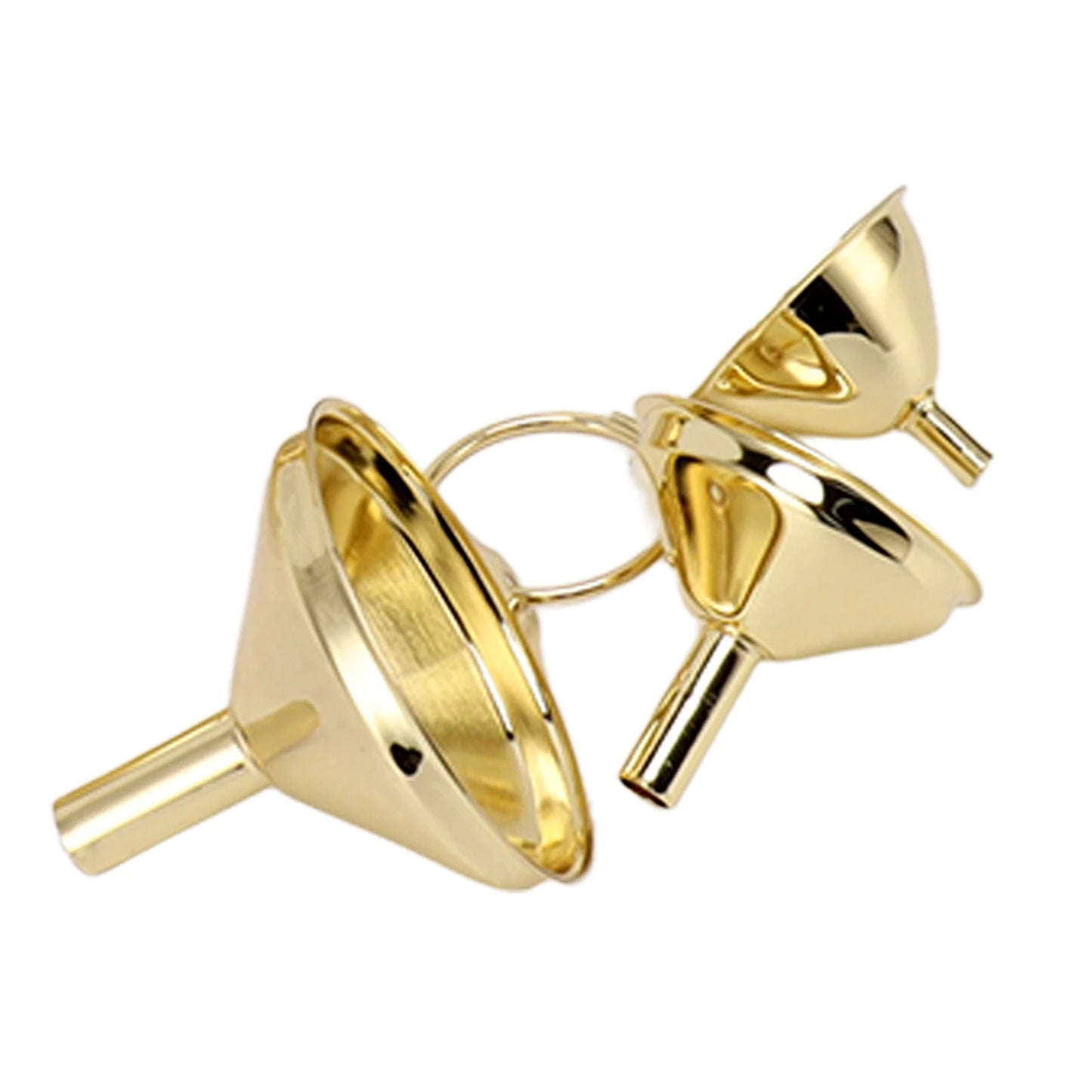 3Pcs/set Gold Stainless Steel Funnel for Filling Small Bottles and Containers