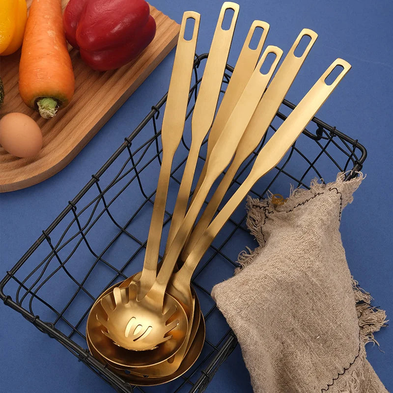 Golden Hanging Cooking Utensils