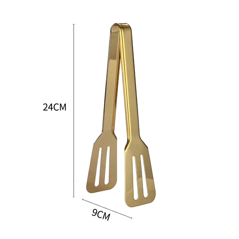7-Style Gold Stainless Steel Food BBQ Tongs