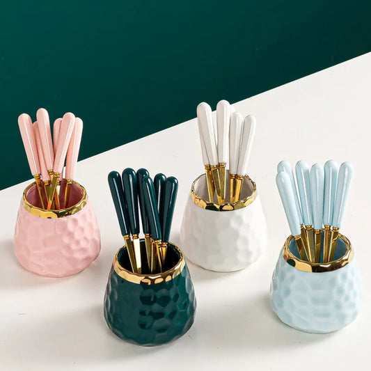 Tableware Marbled Ceramic Cutlery Set