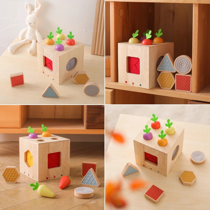 Baby Wooden Silicone Radish Theme Toy Box