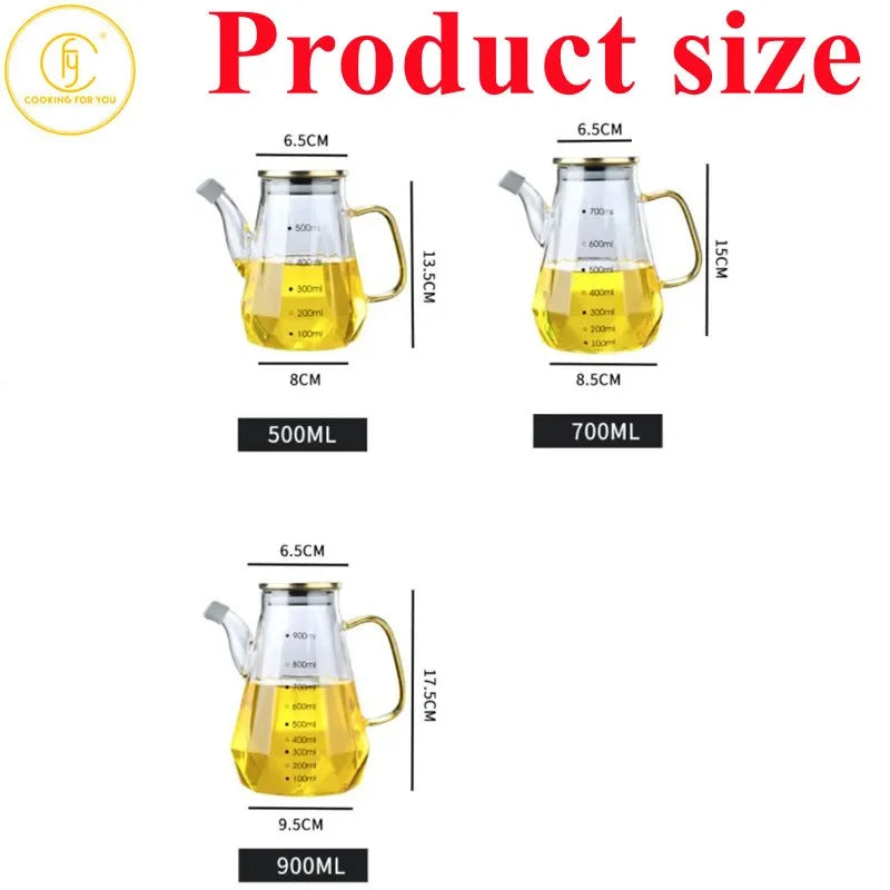 500/700/900ml Glass Diamond Oil Bottle