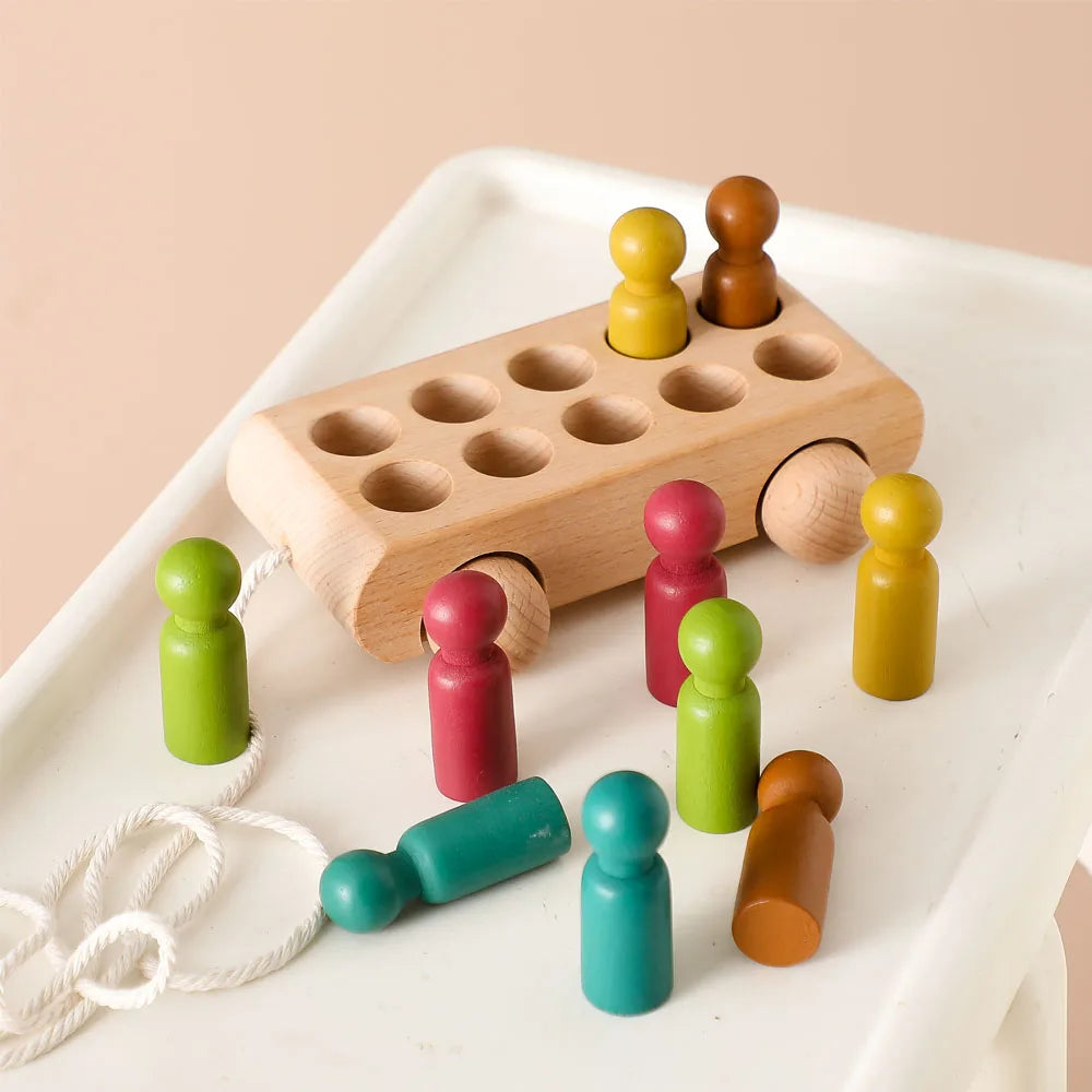 Colorful Montessori Beech Trolley Toy