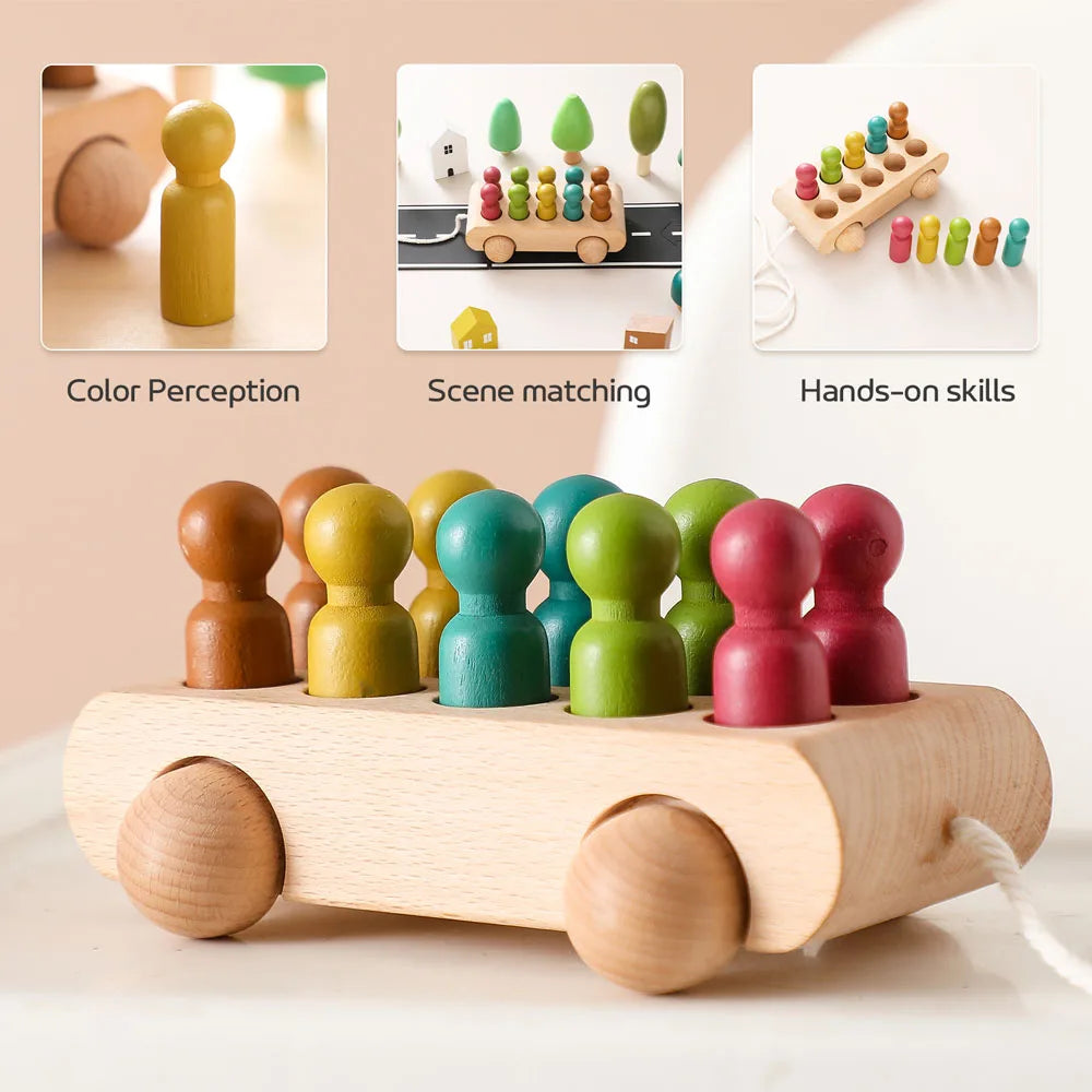 Colorful Montessori Beech Trolley Toy