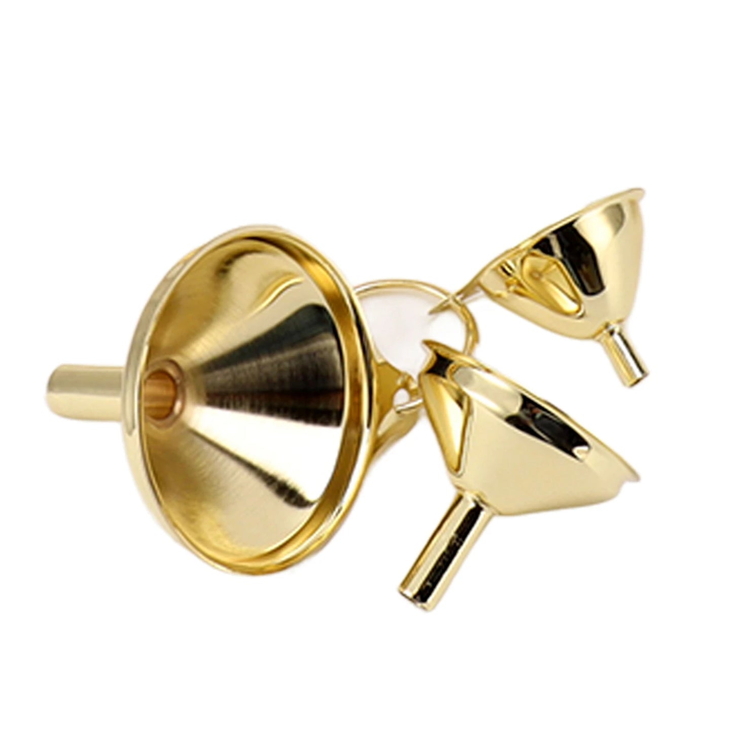 3Pcs/set Gold Stainless Steel Funnel for Filling Small Bottles and Containers