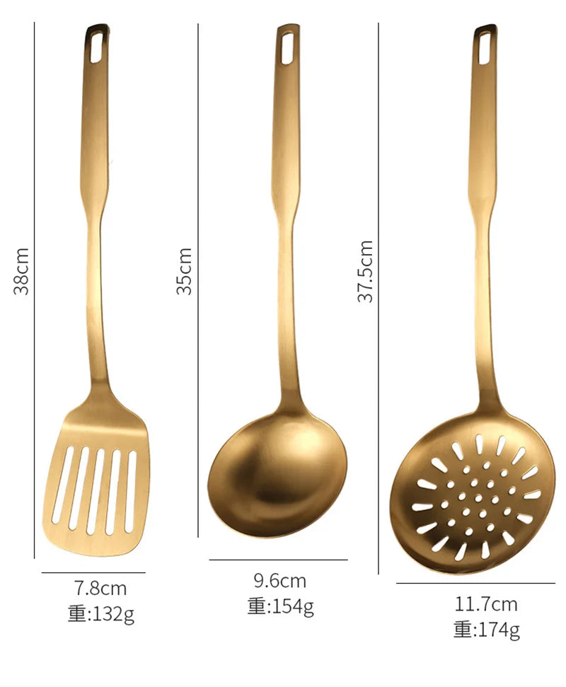 Golden Hanging Cooking Utensils