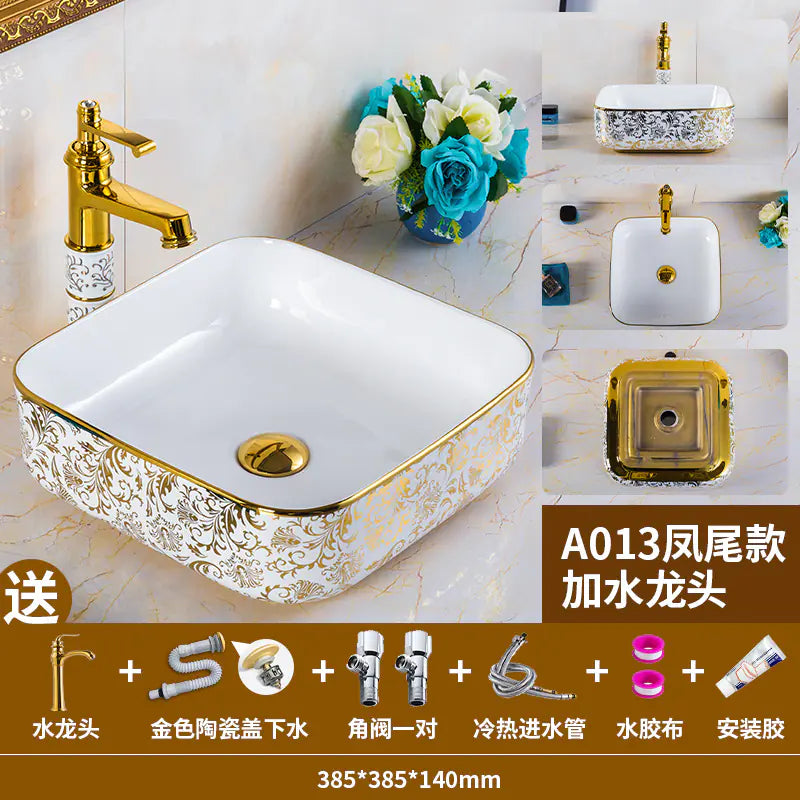 European Golden Accent Ceramic Sink