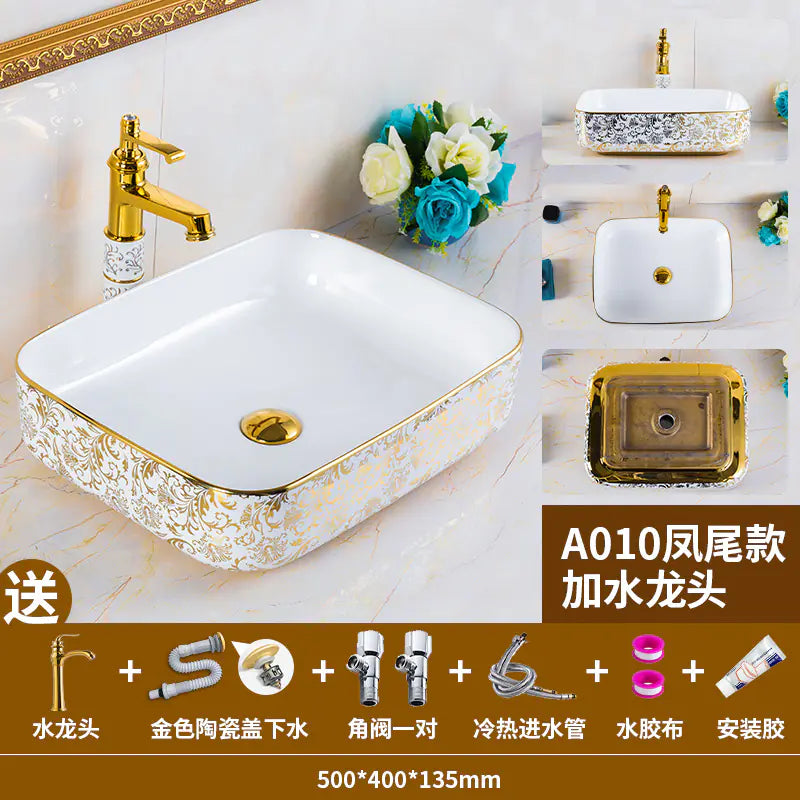 European Golden Accent Ceramic Sink