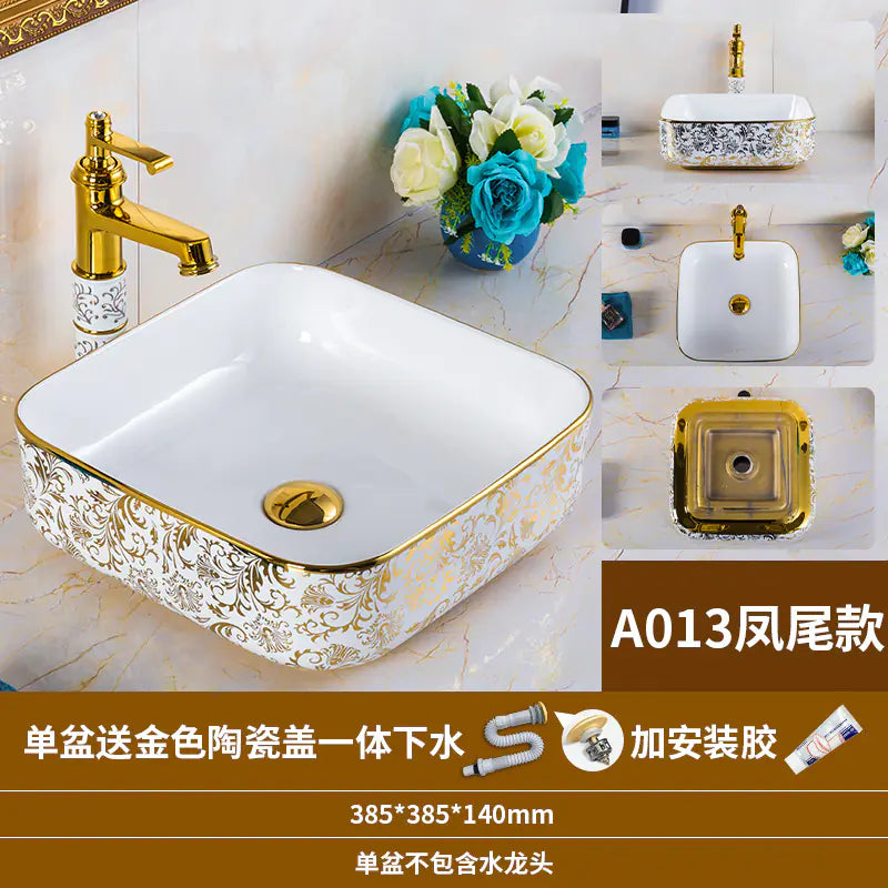 European Golden Accent Ceramic Sink