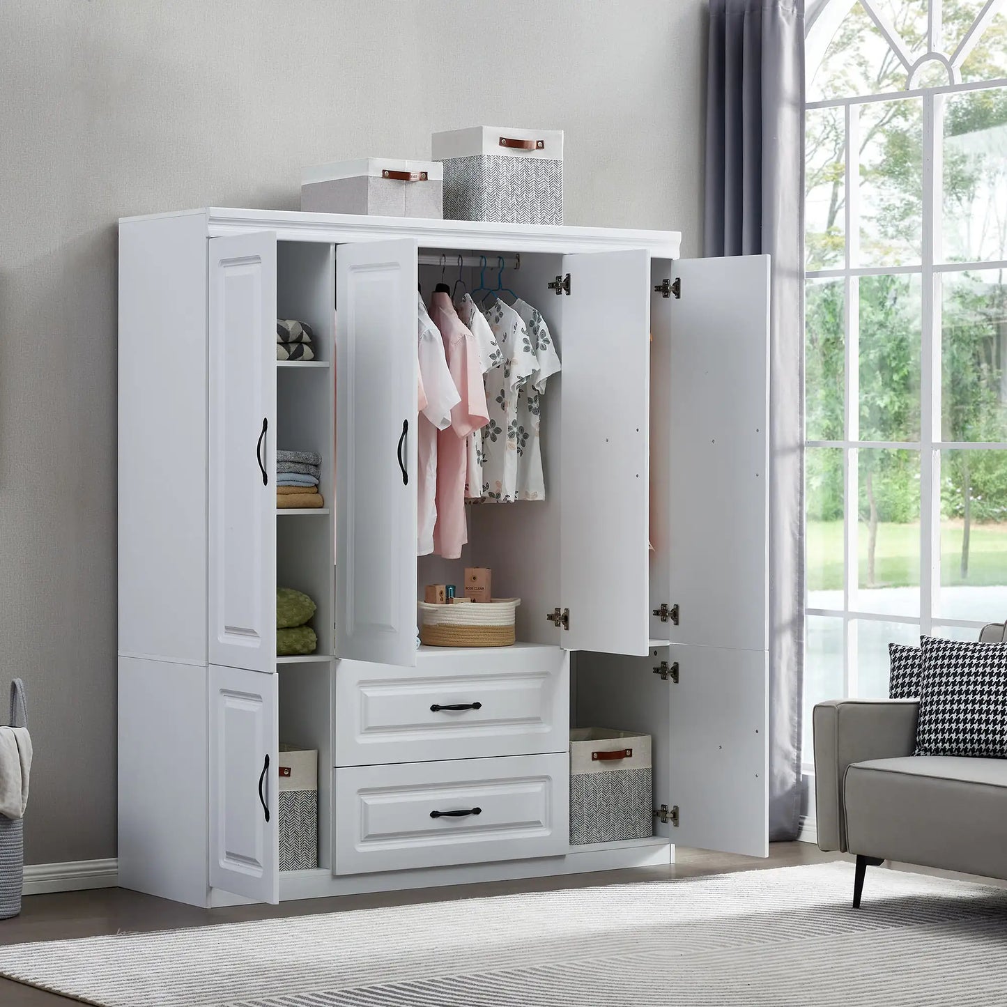Elegant Wood Clothes Armoire