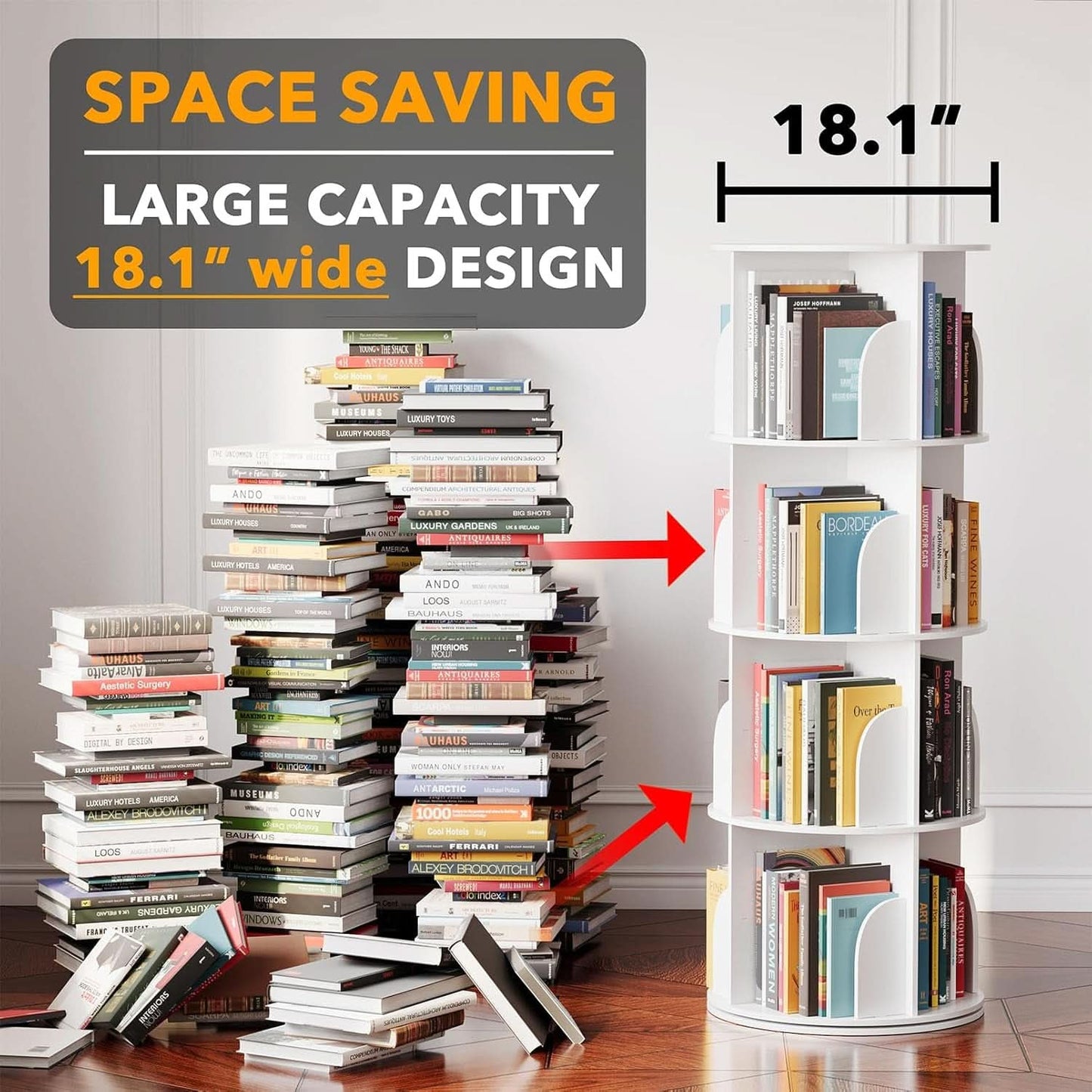 Draaibare Boekenkast met 4 Niveaus