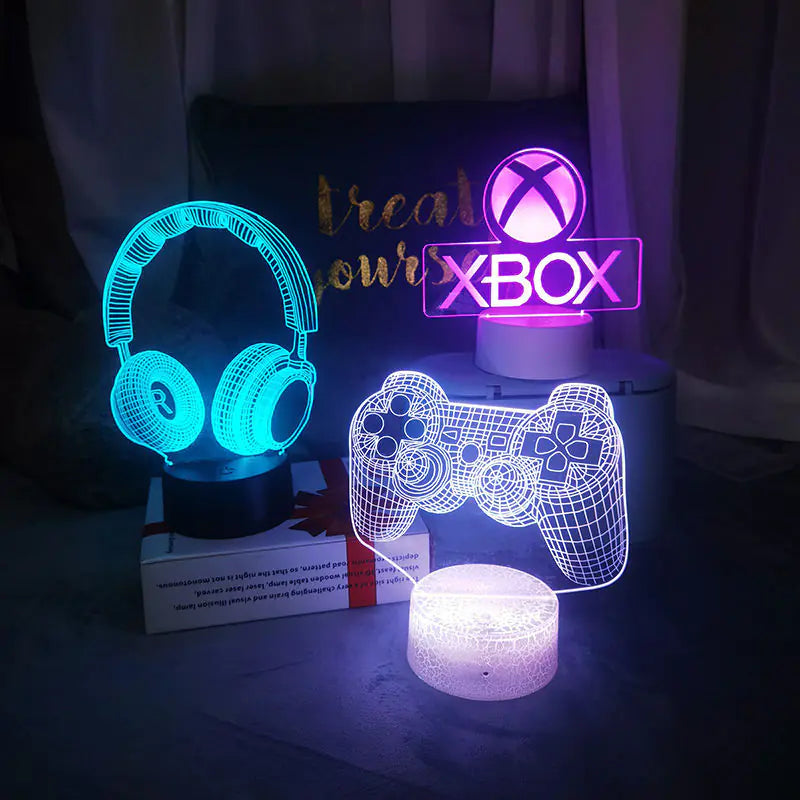 3D Visual Gaming Night Light with Controller Design