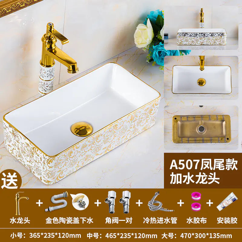 European Golden Accent Ceramic Sink