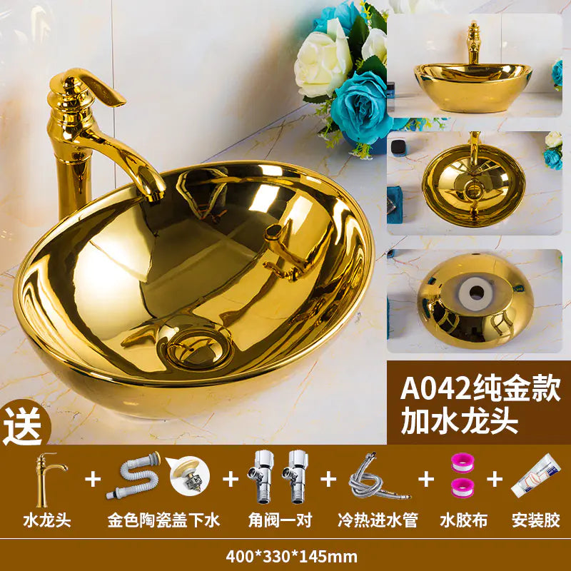 European Golden Accent Ceramic Sink