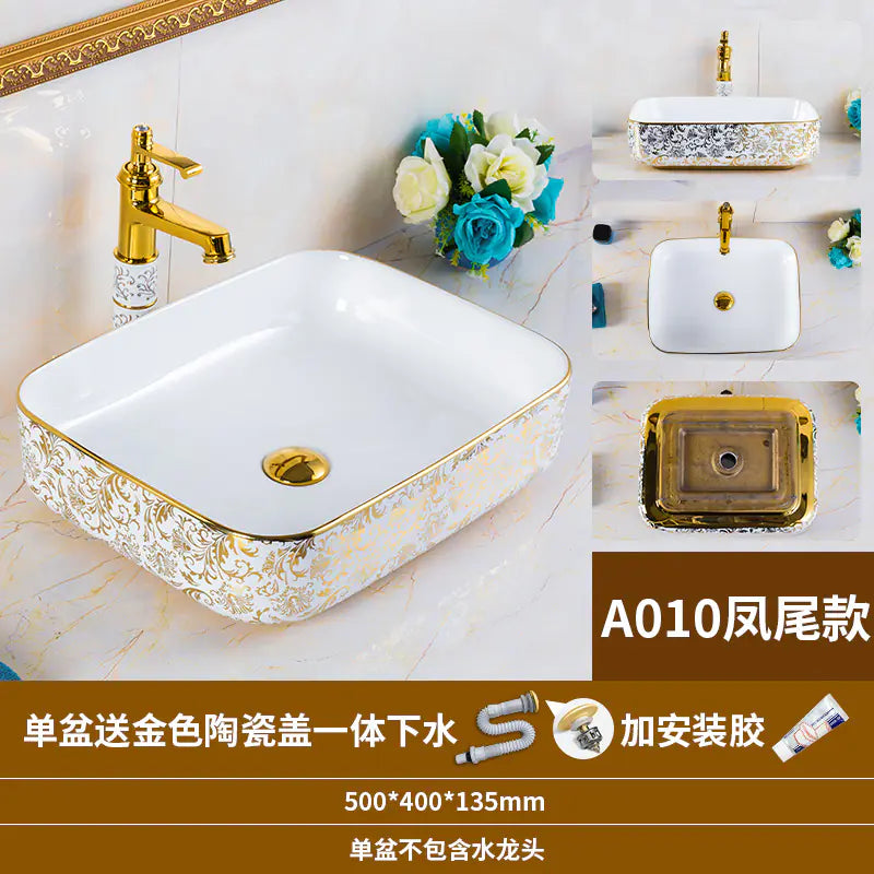 European Golden Accent Ceramic Sink